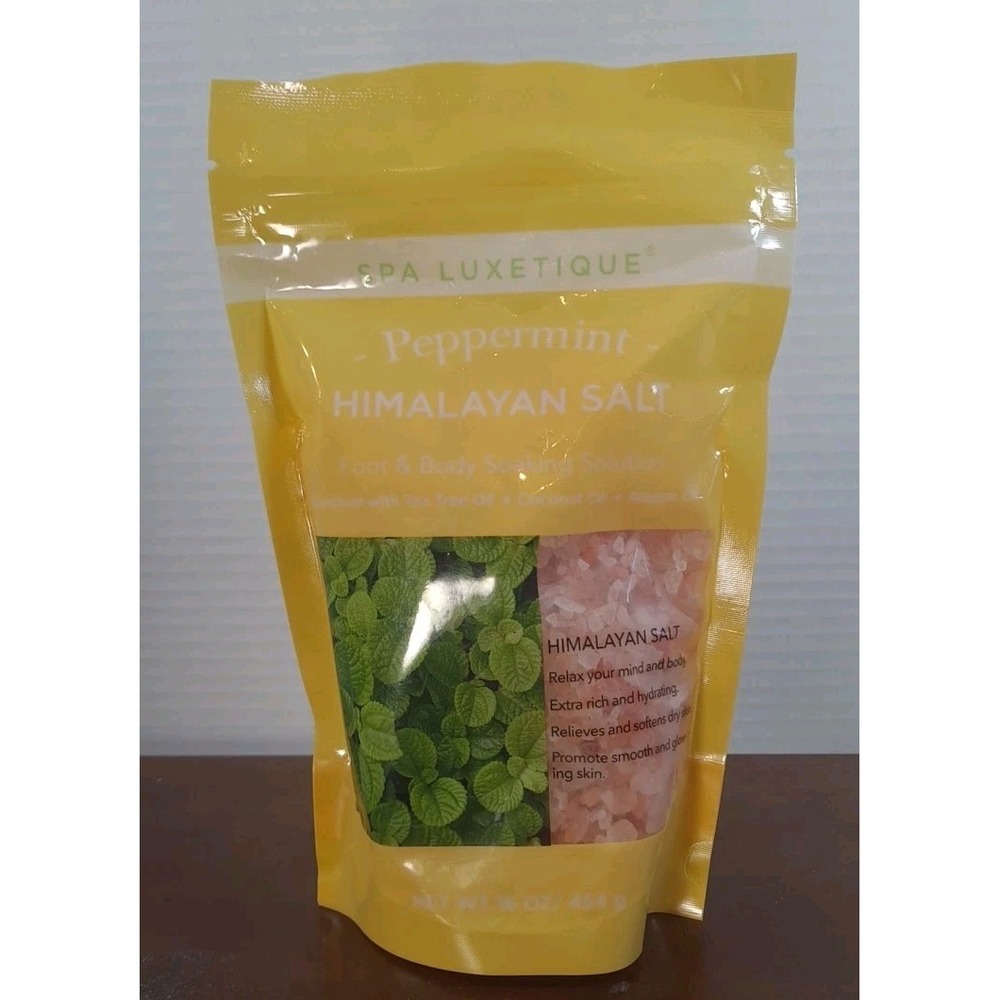SPA LUXETIQUE PEPPERMINT HIMALAYAN‎ SALT FOOT AND BODY SOAKIING SOLUTION 16oz